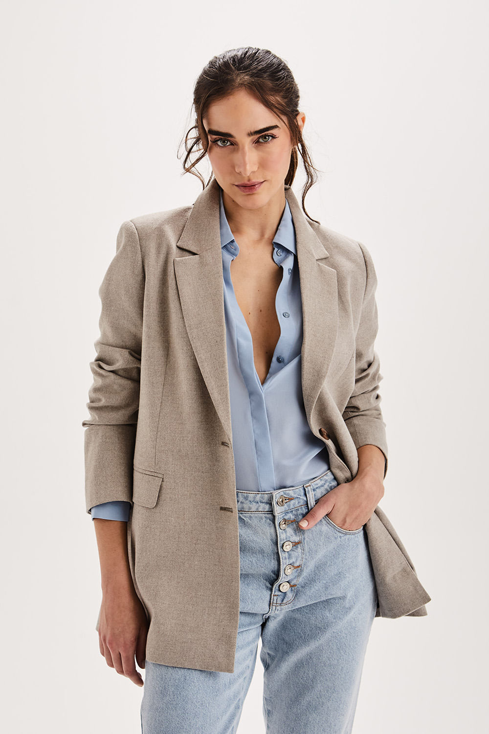 Blazer Alfaiataria Longo Charlotte - Aveia