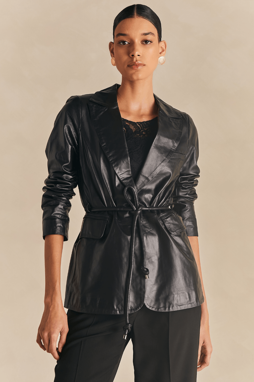 Blazer Couro C/ Rolotê - Preto