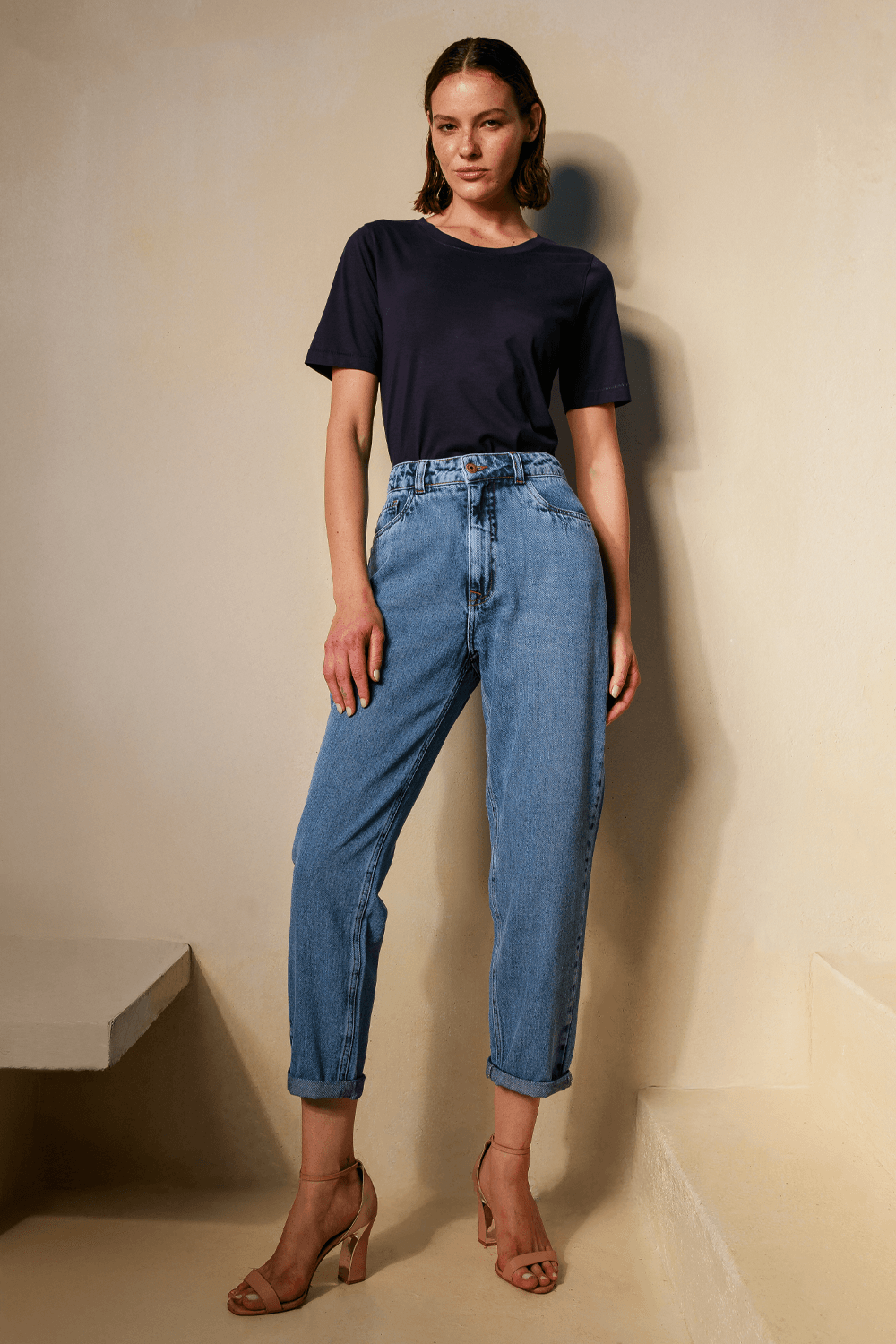 Calça Jeans Barra Dobrada Yrina - Azul.