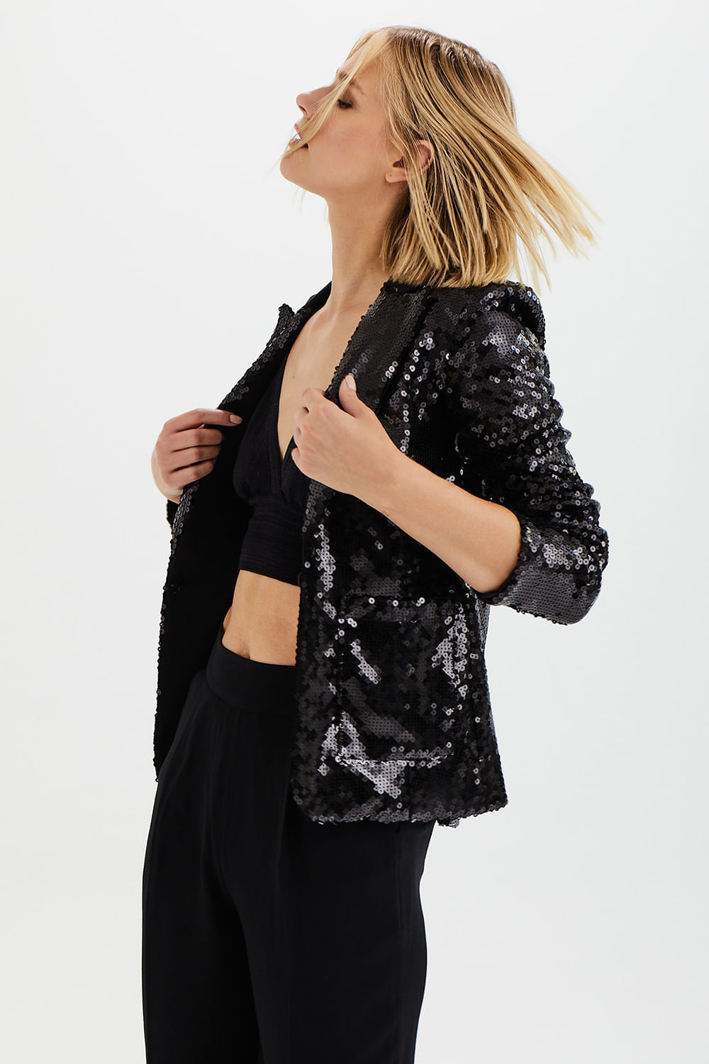 Blazer Alfaiataria Longo Lud - Preto