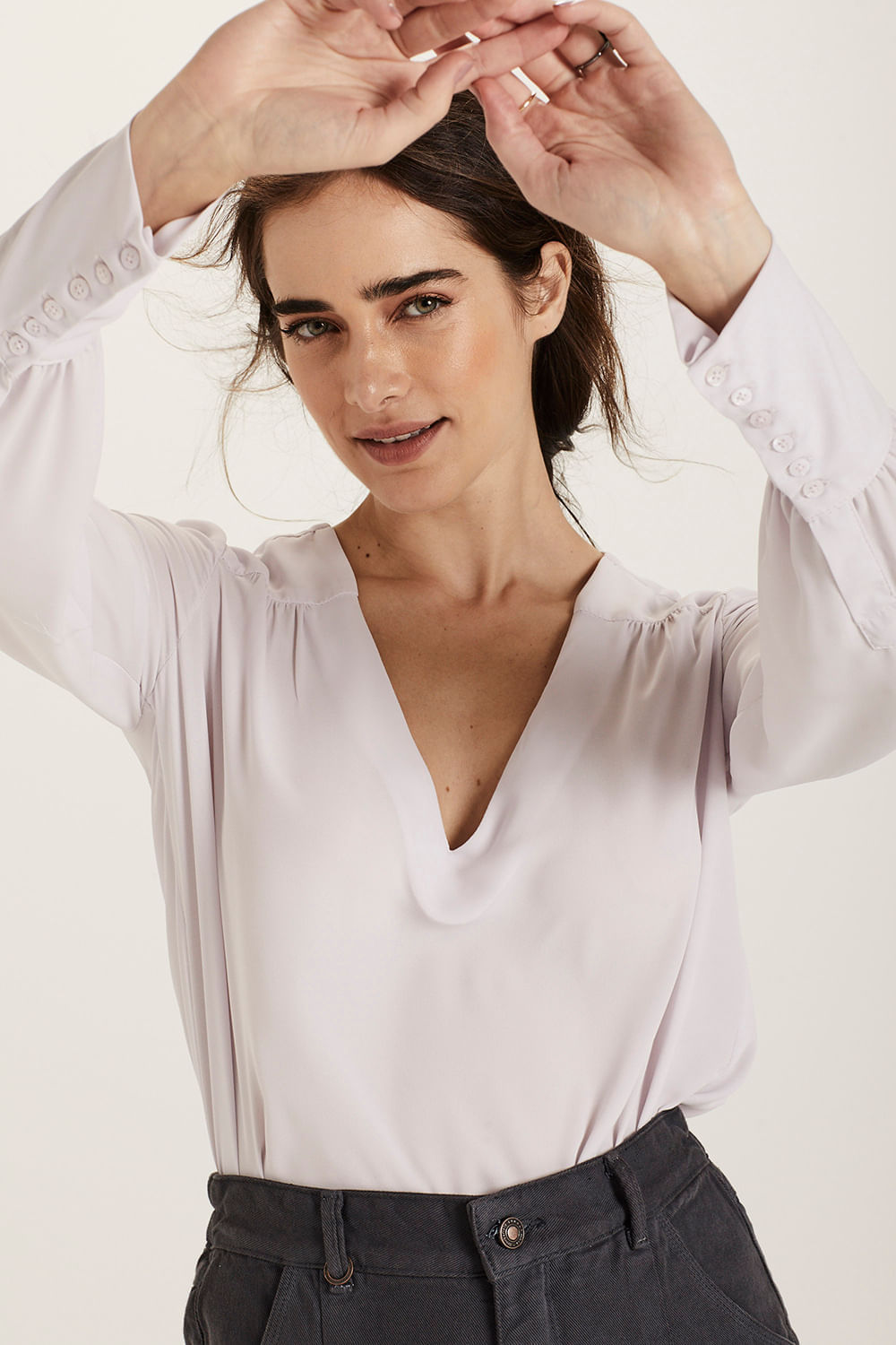 Blusa Chic Manga Longa Essential Nina - Nude