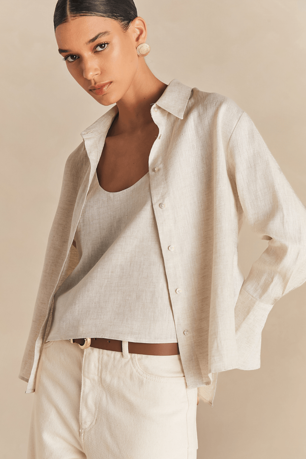 Camisa Linho Manga Longa Sofi - Natural