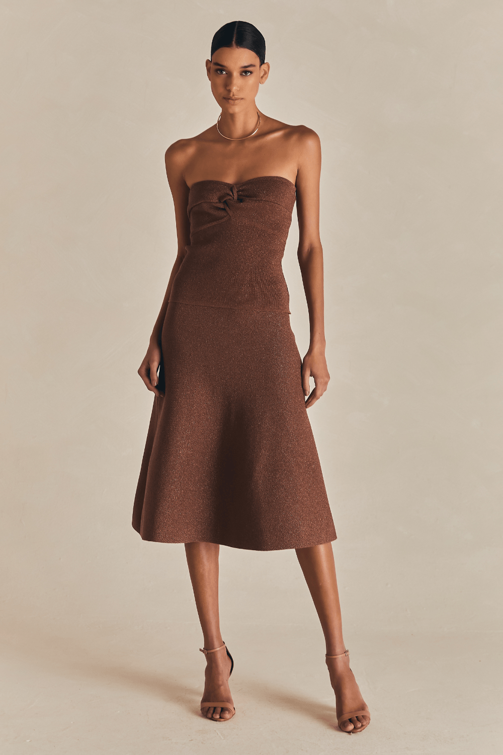 Saia Grazy Tricot Lurex - Cobre