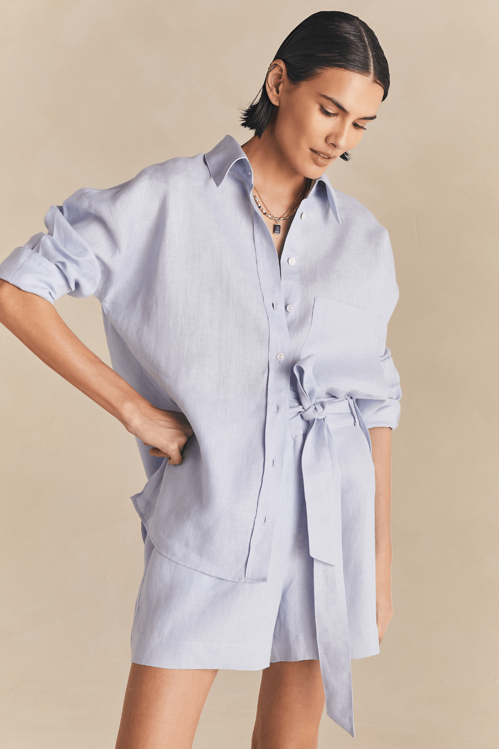 Camisa Linho Luma - Azul Capri
