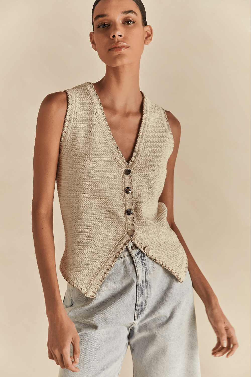 Colete Tricot Madeline Macrame - Amarelo Toscana