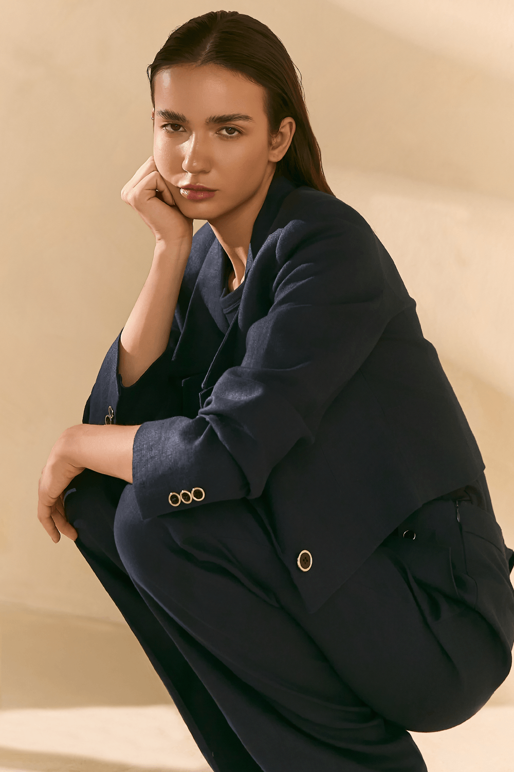 Blazer Alfaiataria Linho Magda - Marinho