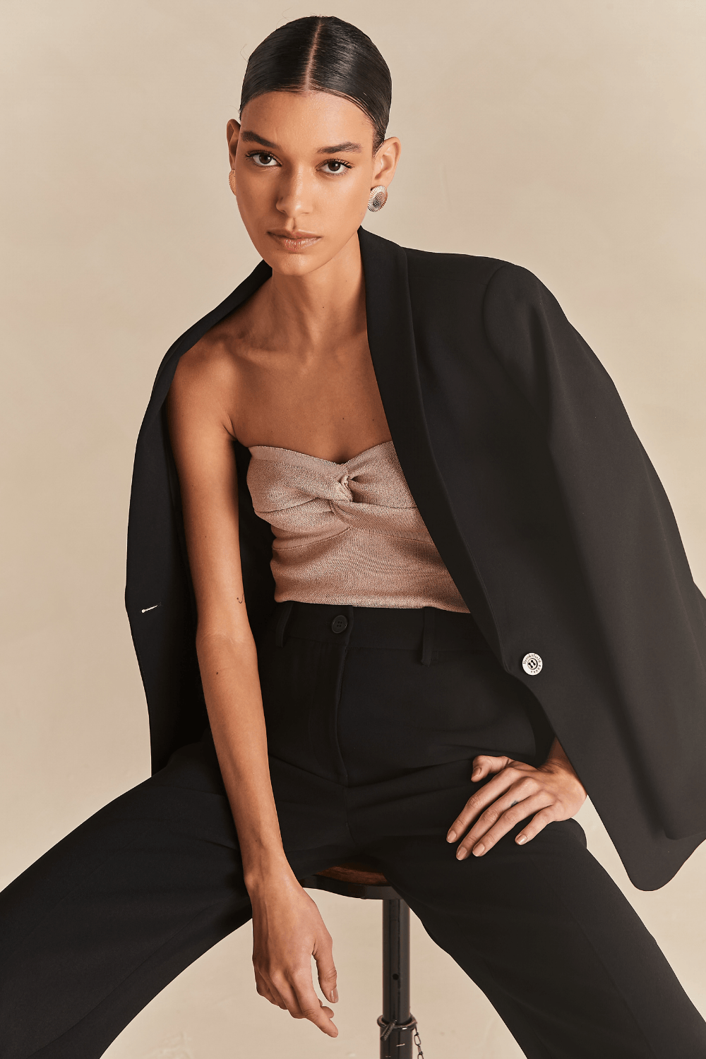 Blazer Alfaiataria Longo Alice - Preto