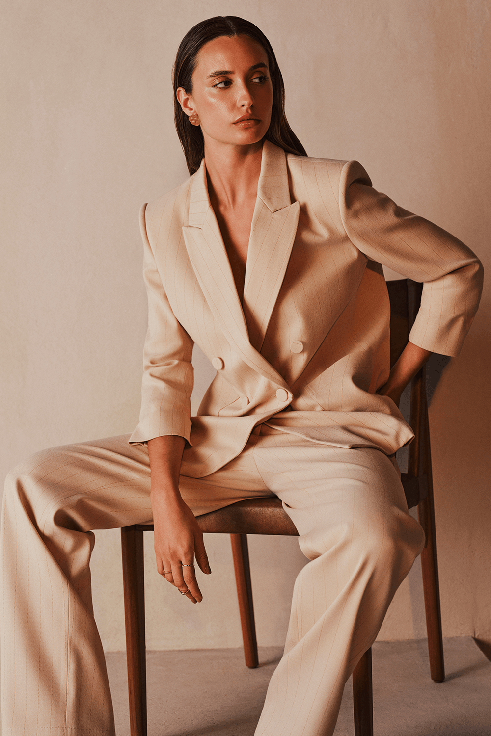 Blazer Alfaiataria Risca Lurex Luiza - Areia
