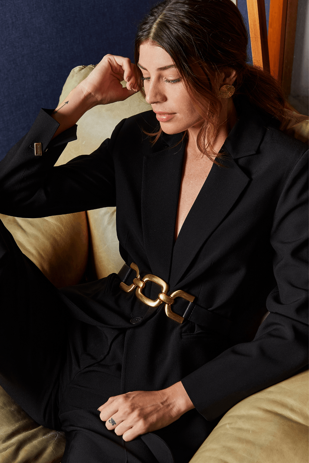 Blazer Alfaiataria Longo Julia Sem Bolso - Preto