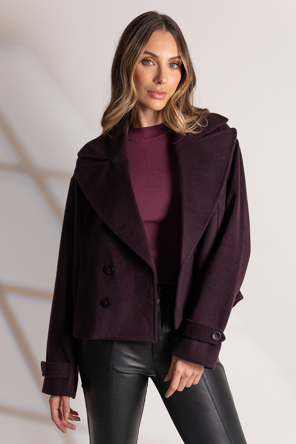Casaco Curto La Cashmere Mari Gold - Vinho