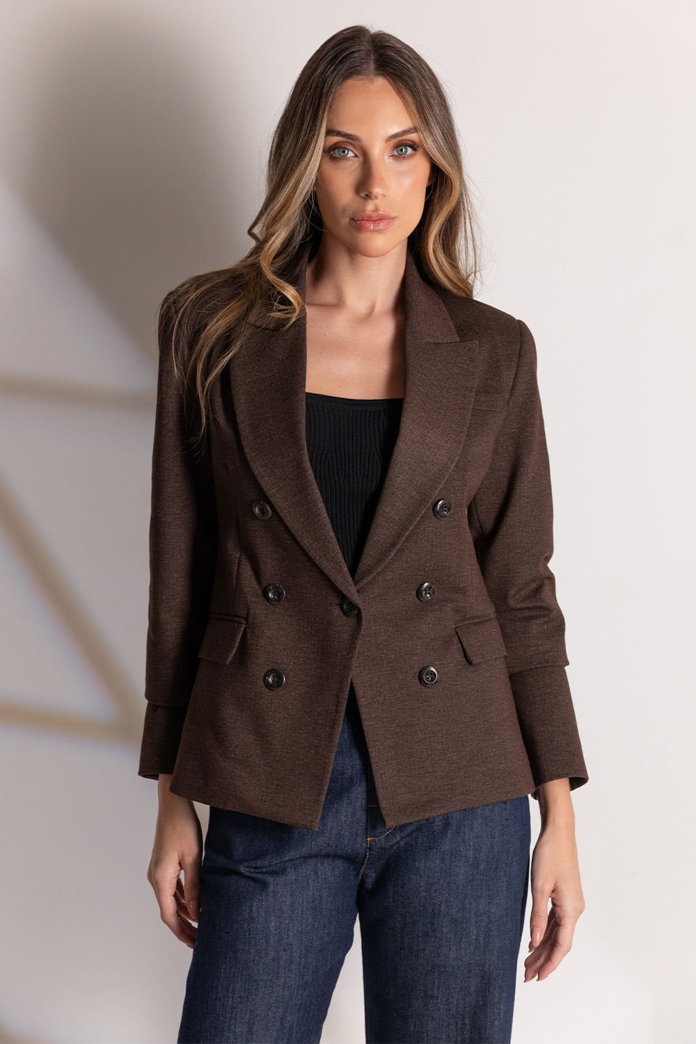 Blazer Malha Celina Denim - Marrom