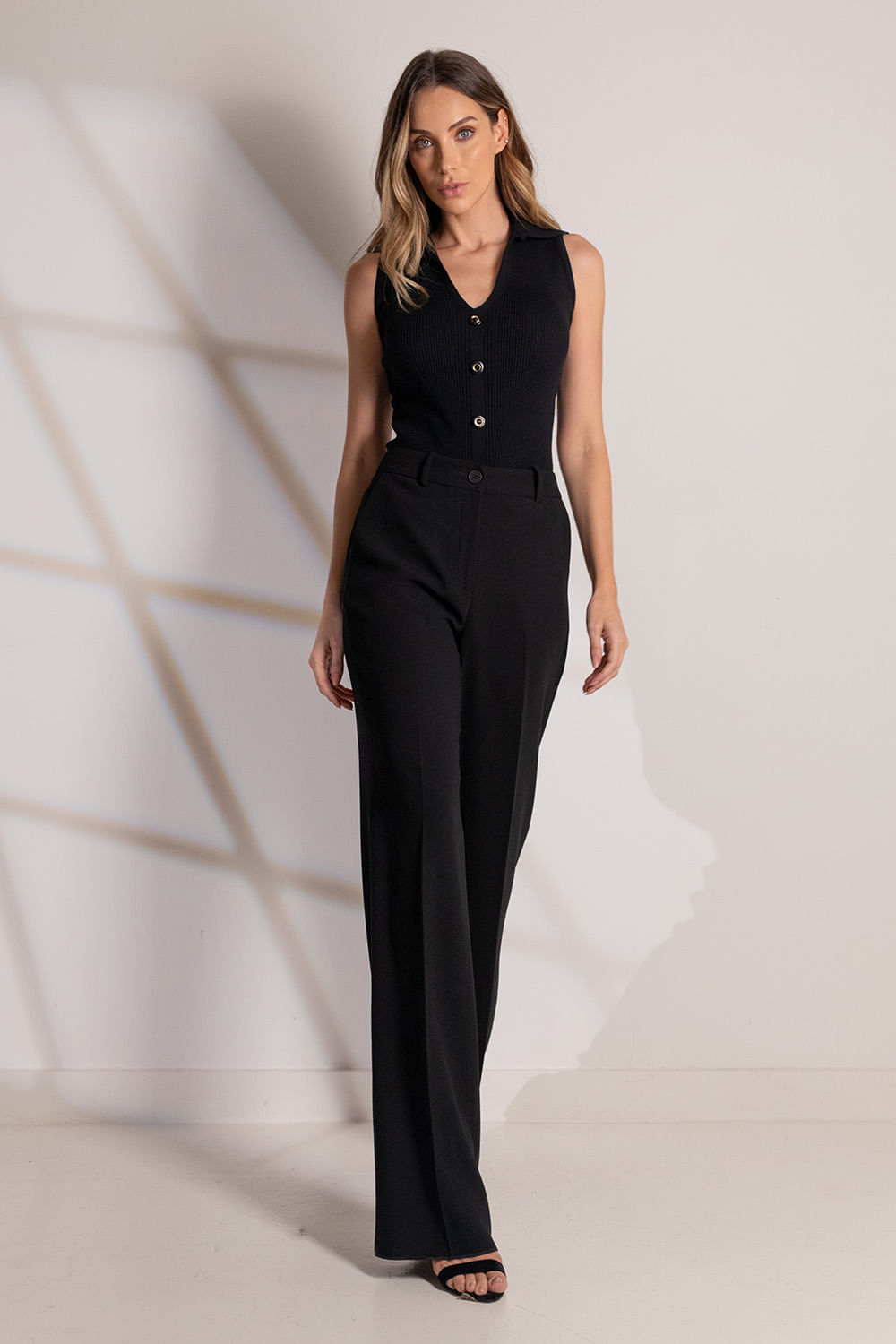 Calça Alfaiataria Pantalona Munik - Preto