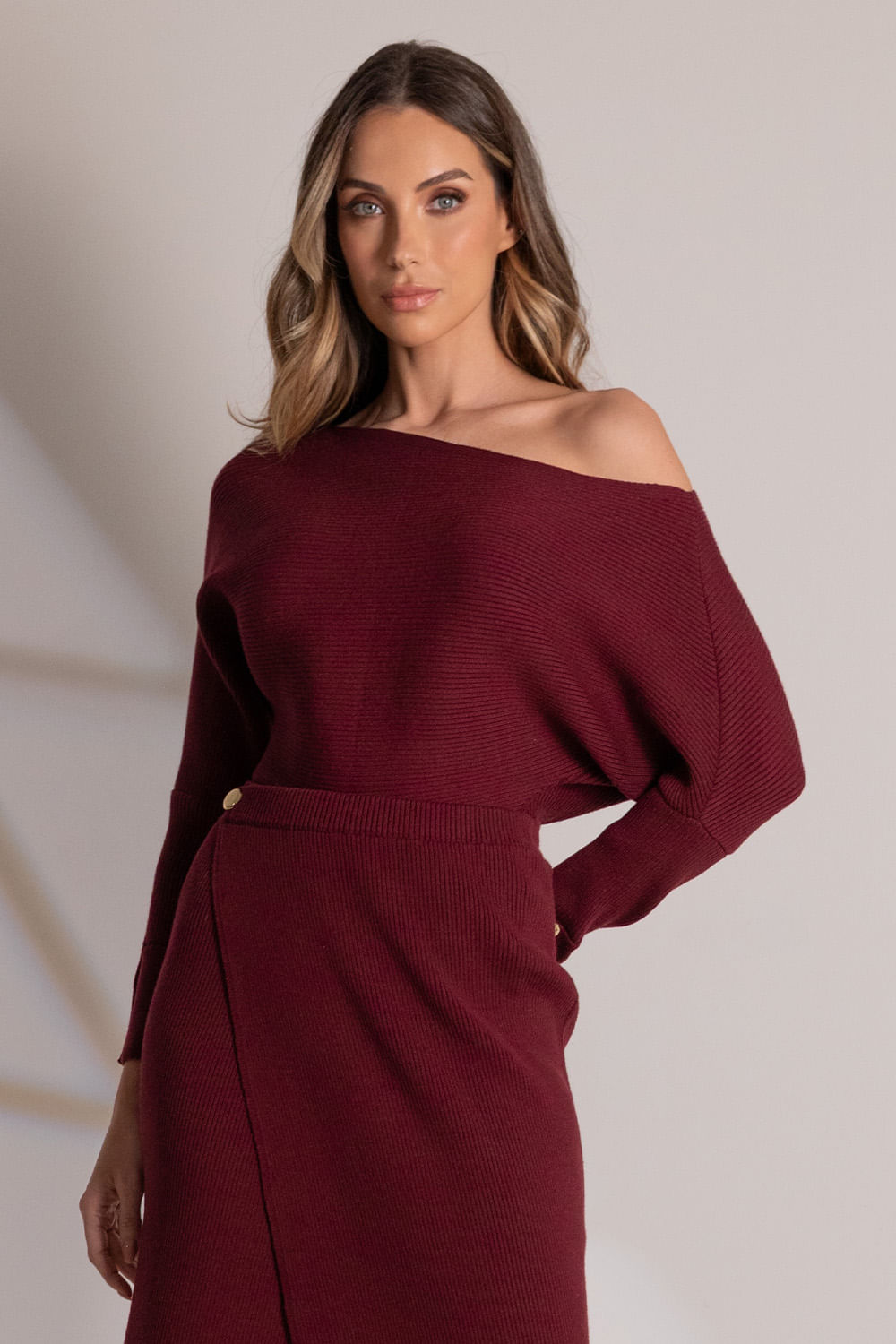 Blusa Tricot Helen Com Botões - Vermelho